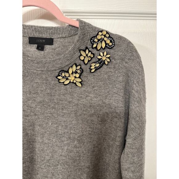 J. Crew Wool & Viscose Blend Embellished Front Jeweled Sweater, M - Picture 2 of 6